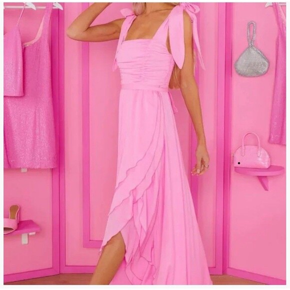 Show Me Your Mumu Runway Ruffle Dress - Pretty In Pink Size 1x - Picture 1 of 5